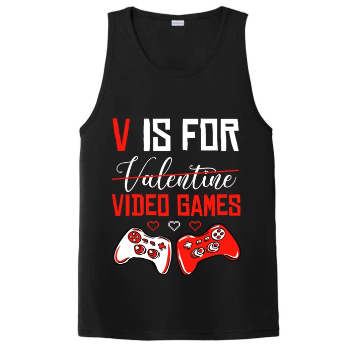 V For Video Games Anti Valentine's Day Gift For Game Lover Funny Gift Performance Tank