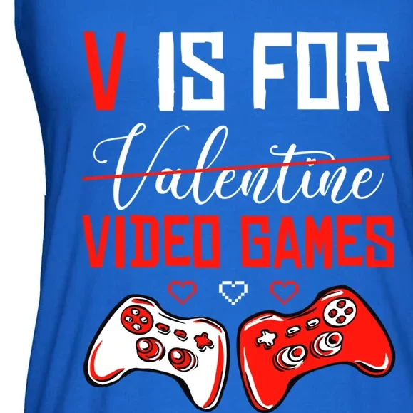 V For Video Games Anti Valentine's Day Gift For Game Lover Funny Gift Ladies Essential Flowy Tank