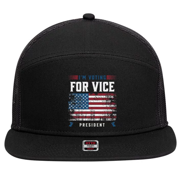 Voting For Vice President Trump 2024 Humor 7 Panel Mesh Trucker Snapback Hat