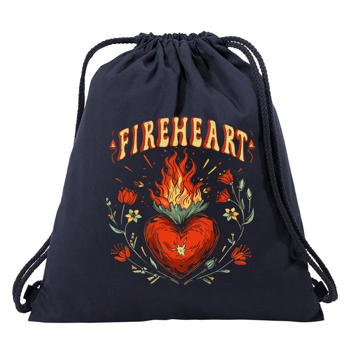 Vintage Fireheart Drawstring Bag