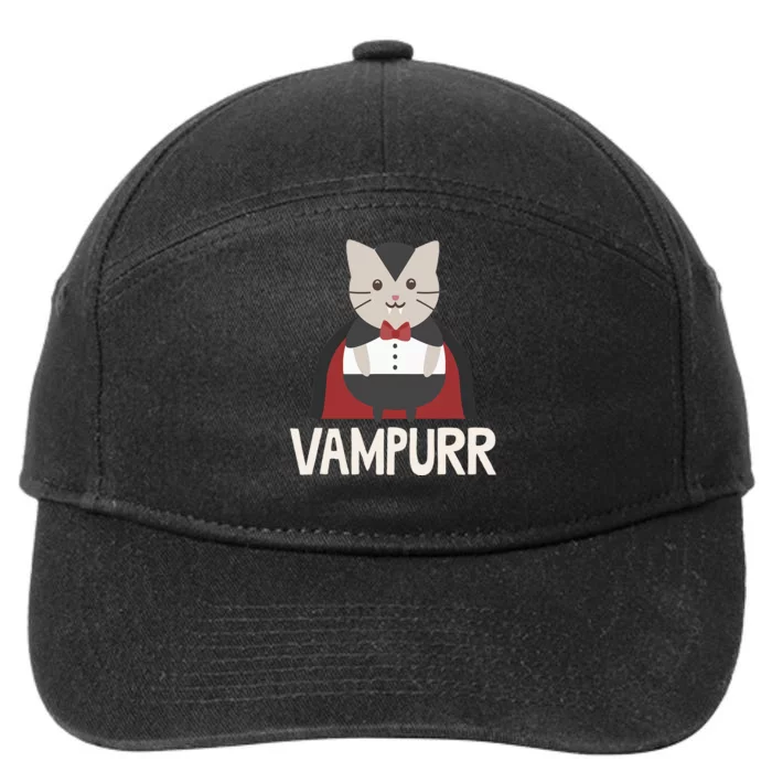 Vampurr Funny Vampire Cat Halloween Gift 7-Panel Snapback Hat