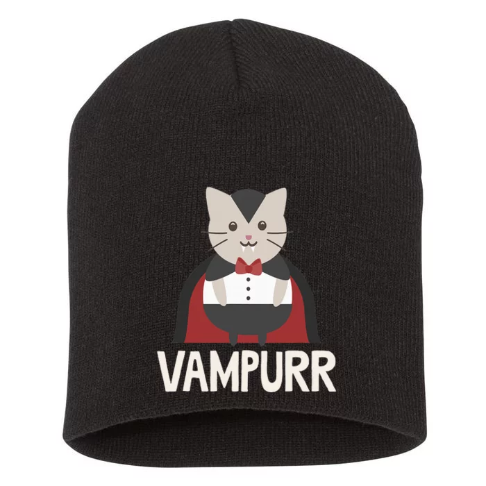 Vampurr Funny Vampire Cat Halloween Gift Short Acrylic Beanie