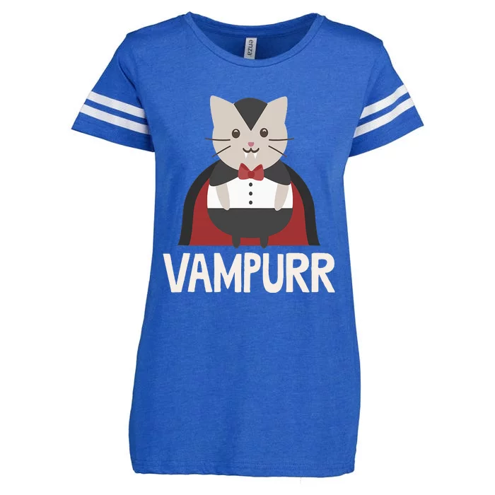 Vampurr Funny Vampire Cat Halloween Gift Enza Ladies Jersey Football T-Shirt