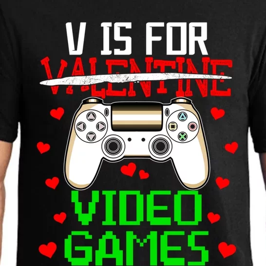 V For Video Games Valentine's Day Video Games Gamer Lover Gift Pajama Set