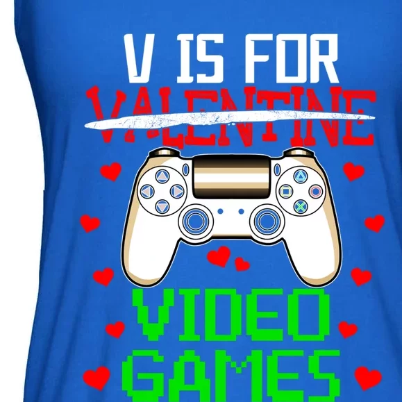 V For Video Games Valentine's Day Video Games Gamer Lover Gift Ladies Essential Flowy Tank