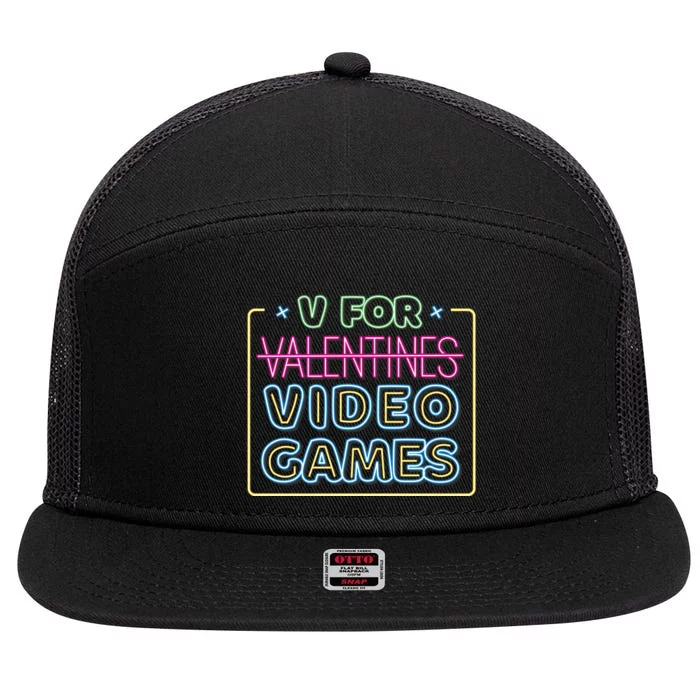 V For Video Games Valentines Day 7 Panel Mesh Trucker Snapback Hat