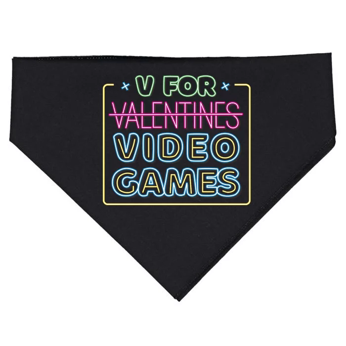 V For Video Games Valentines Day USA-Made Doggie Bandana