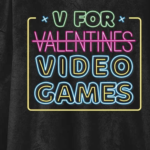 V For Video Games Valentines Day Hooded Wearable Blanket