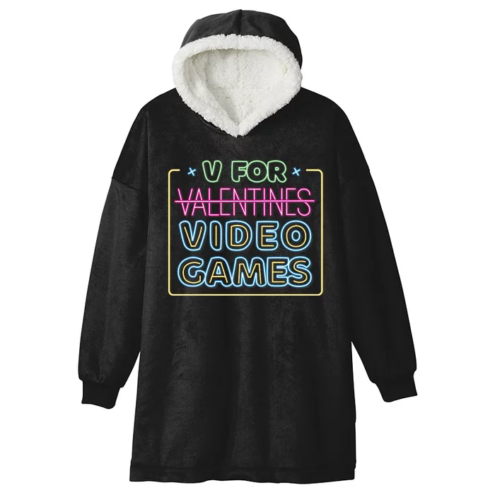 V For Video Games Valentines Day Hooded Wearable Blanket