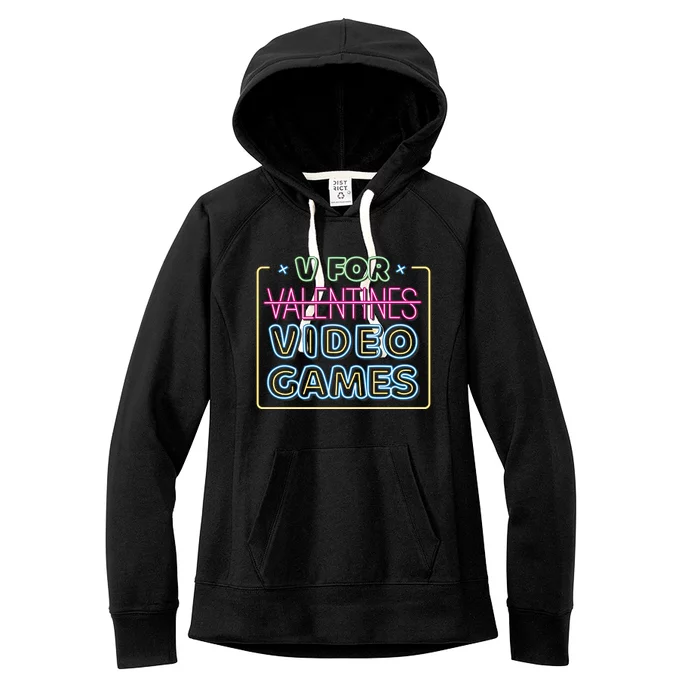 V For Video Games Valentines Day Women's Fleece Hoodie