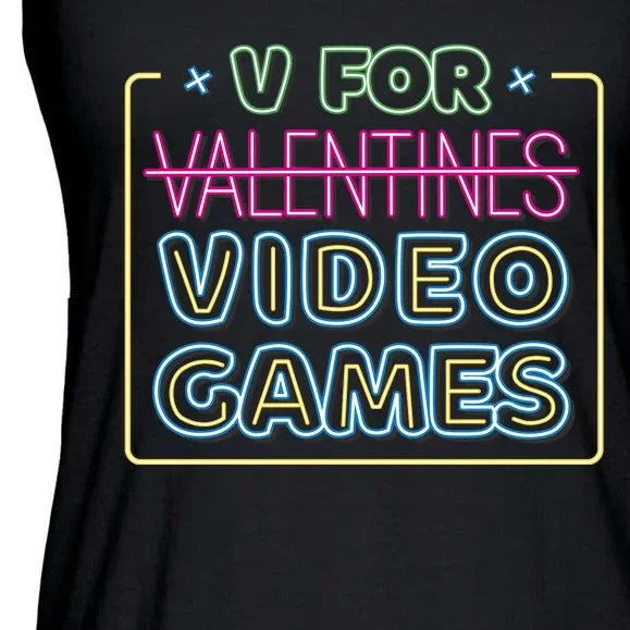 V For Video Games Valentines Day Ladies Essential Flowy Tank