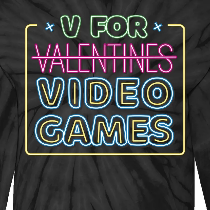 V For Video Games Valentines Day Tie-Dye Long Sleeve Shirt