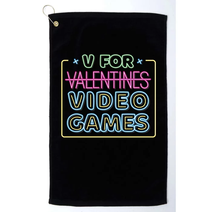 V For Video Games Valentines Day Platinum Collection Golf Towel