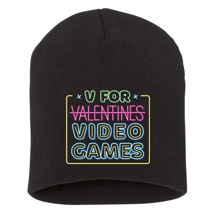 V For Video Games Valentines Day Short Acrylic Beanie