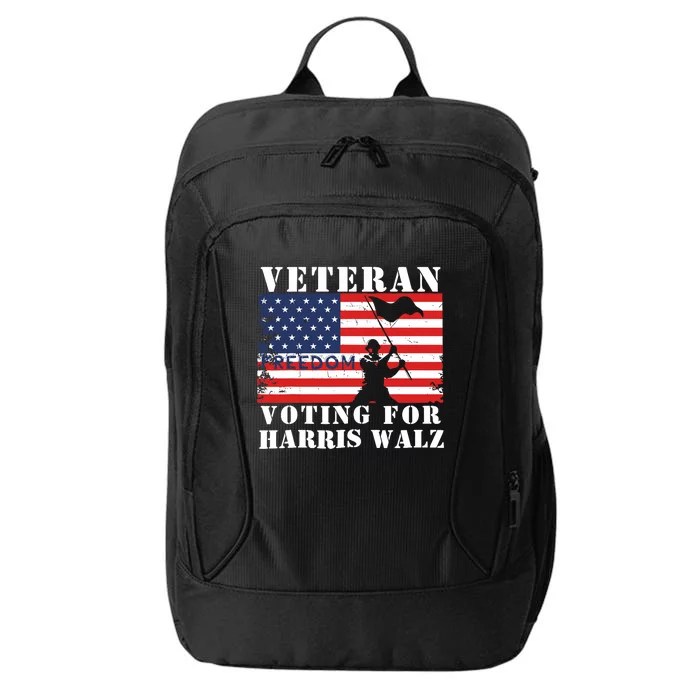 Veteran Freedom Voting For Harris Walz Waltz Usa Flag City Backpack