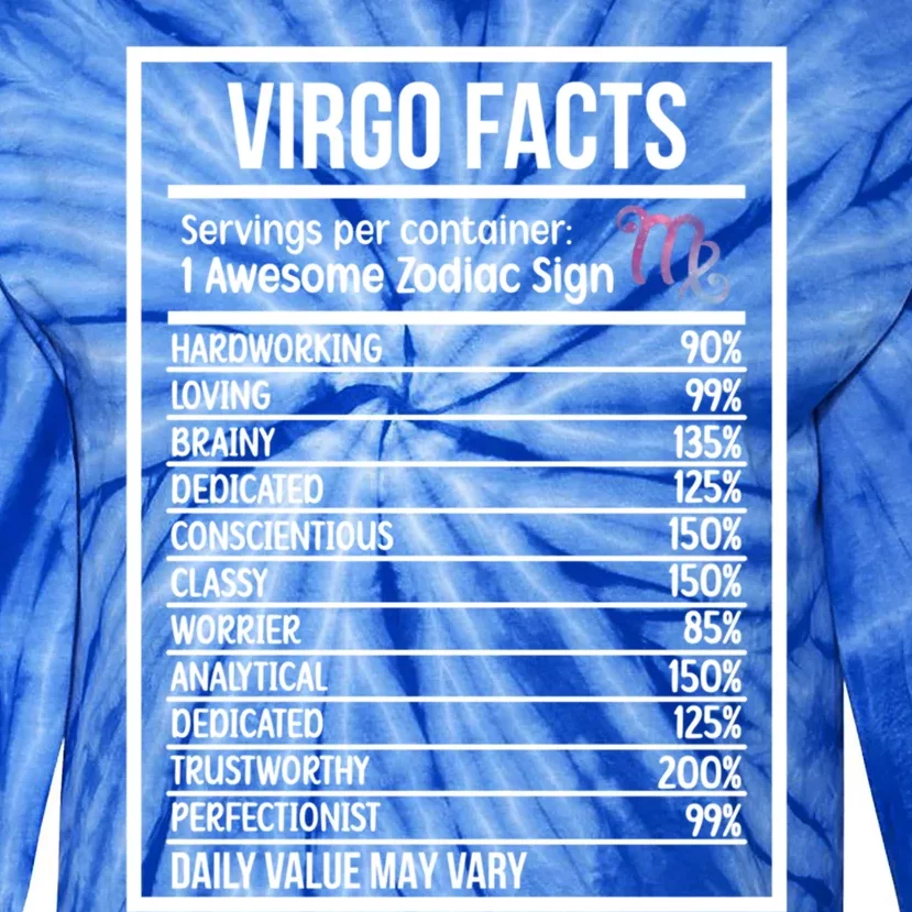 Virgo Facts Virgo Zodiac Sign Virgo Horoscope Cool Gift Tie-Dye Long Sleeve Shirt