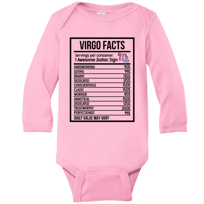 Virgo Facts Virgo Zodiac Sign Virgo Horoscope Gift Baby Long Sleeve Bodysuit