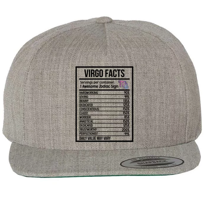 Virgo Facts Virgo Zodiac Sign Virgo Horoscope Gift Wool Snapback Cap