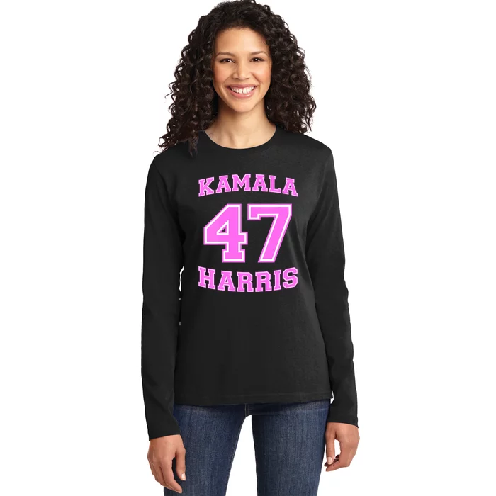 Varsity First Woman President Harris 2024 Kamala Harris 47 Ladies Long Sleeve Shirt