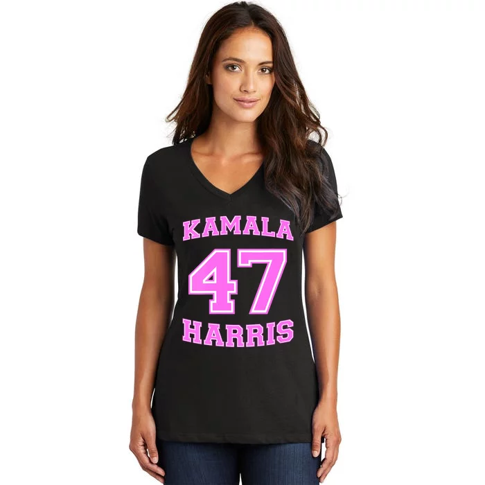 Varsity First Woman President Harris 2024 Kamala Harris 47 Women's V-Neck T-Shirt