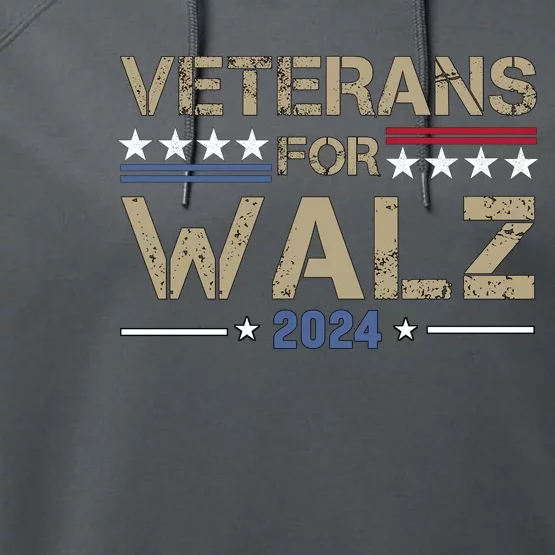 Veterans For Walz 2024 Election Performance Fleece Hoodie