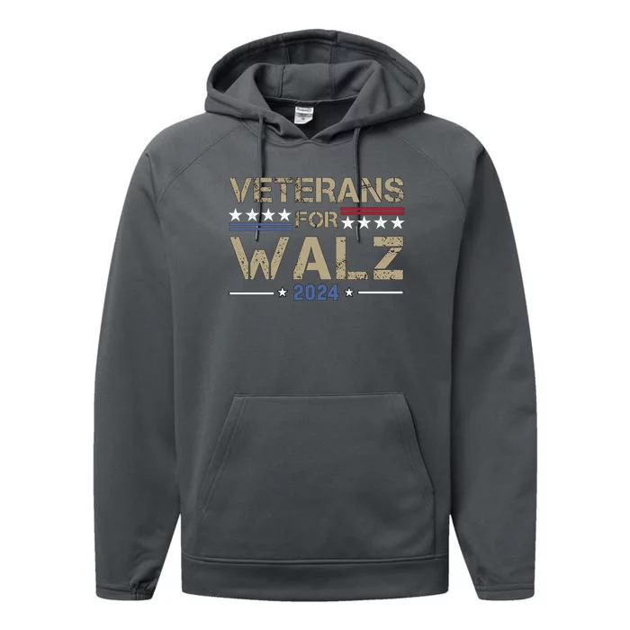 Veterans For Walz 2024 Election Performance Fleece Hoodie