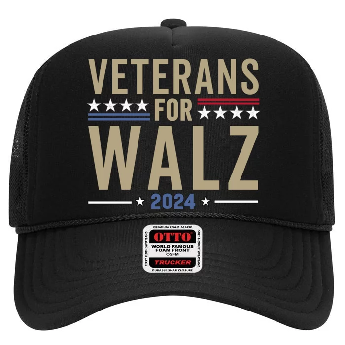 Veterans For Walz 2024 Election High Crown Mesh Trucker Hat