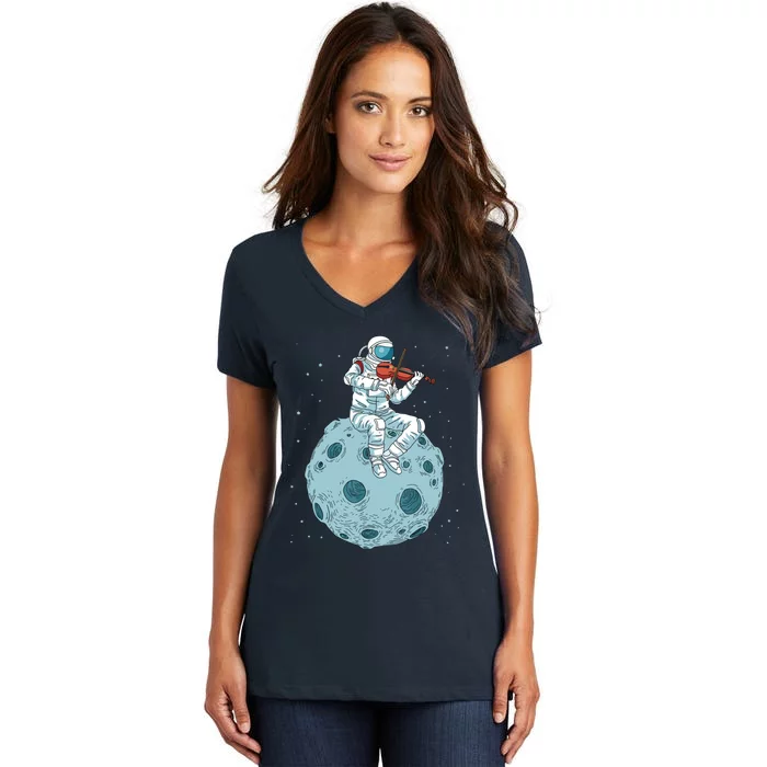 Violin Fiddle Women Violin Gift Men Viola Women's V-Neck T-Shirt