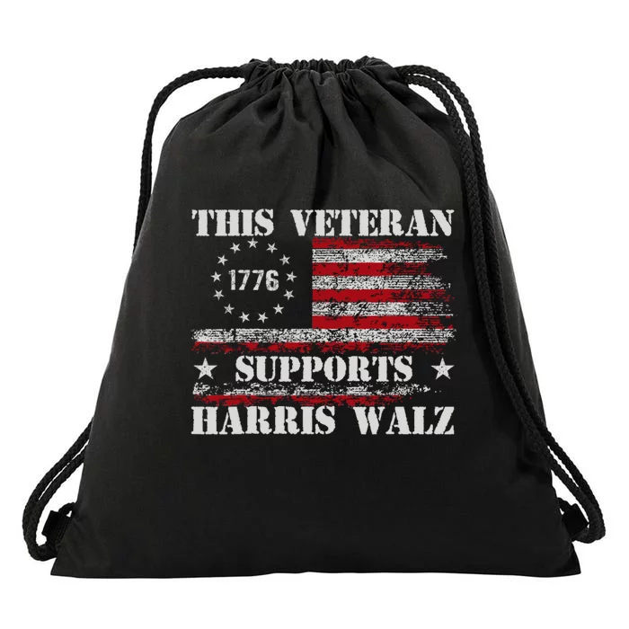 Veterans For Walz 2024 Election Drawstring Bag