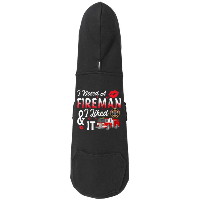 Valentine Fireman's Wife I Kiss A Fireman And I Liked It Doggie 3-End Fleece Hoodie