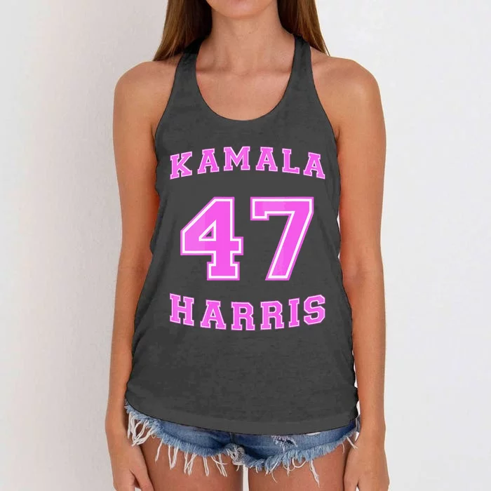 Varsity First Woman President Harris 2024 Kamala Harris 47 Women's Knotted Racerback Tank