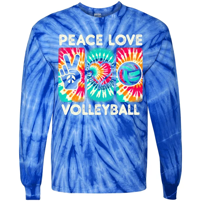 Volleyball For Wo Peace Love Volleyball Tie-Dye Long Sleeve Shirt