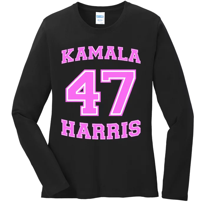 Varsity First Woman President Harris 2024 Kamala Harris 47 Ladies Long Sleeve Shirt