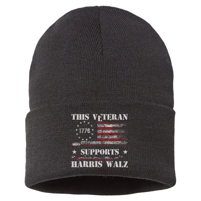 Veterans For Walz 2024 Election Sustainable Knit Beanie