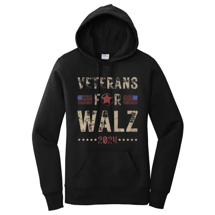 Veterans For Walz 2024 Harris Election Vintage Premium Women's Pullover Hoodie