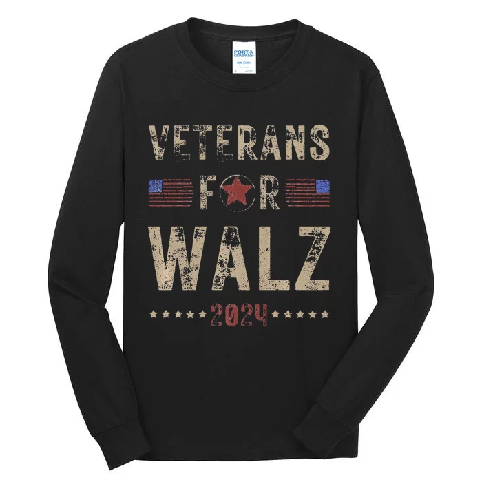 Veterans For Walz 2024 Harris Election Vintage Premium Tall Long Sleeve T-Shirt