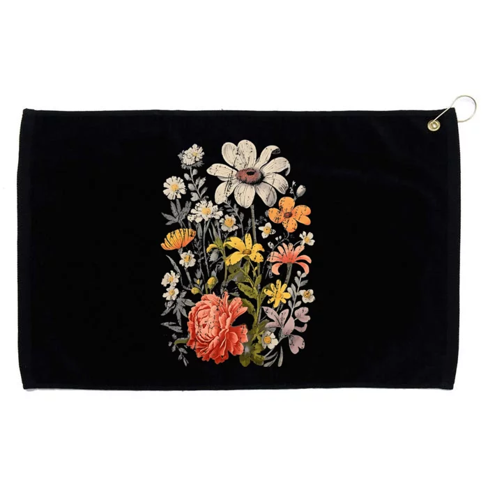 Vintage Flowers Wos Wildflowers Casual Grommeted Golf Towel