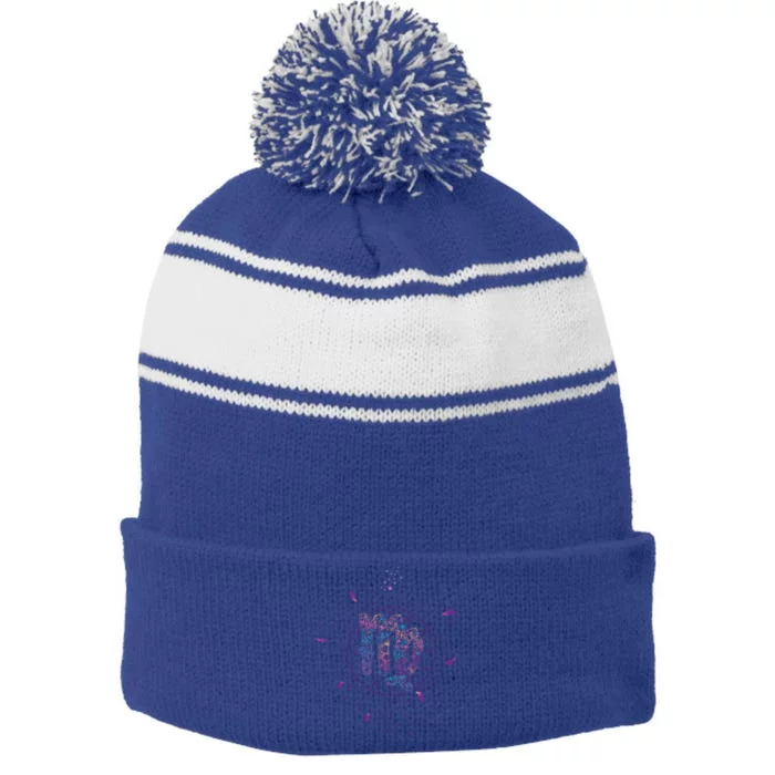 Virgo Floral Zodiac Design Meaningful Gift Stripe Pom Pom Beanie