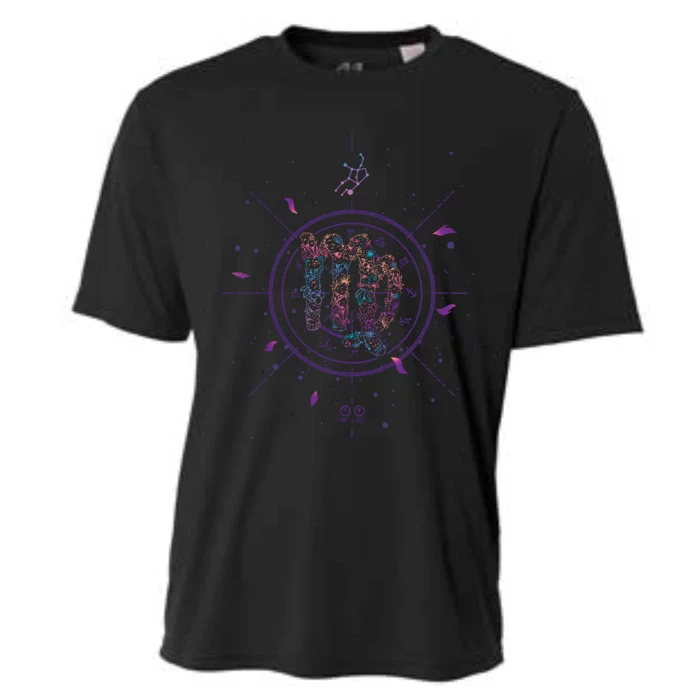 Virgo Floral Zodiac Sign Astrological Vaporwave Line Art Gift Cooling Performance Crew T-Shirt