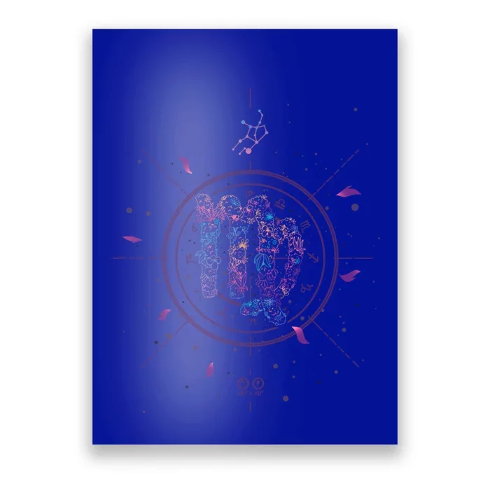 Virgo Floral Zodiac Sign Astrological Vaporwave Line Art Gift Poster