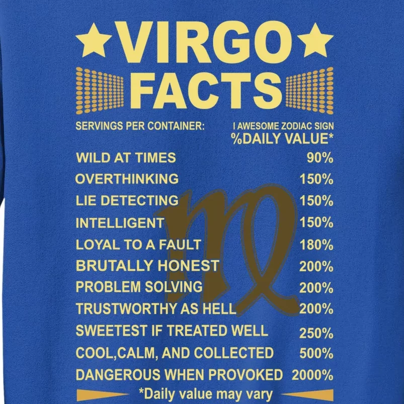 Virgo Facts Zodiac Funny Virgo Birthday Gift Tee Funny Gift Tall Sweatshirt