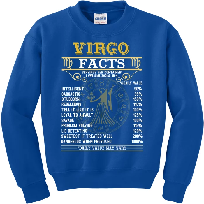 Virgo Facts Zodiac Signs Funny Birthday Funny Gift Gift Kids Sweatshirt