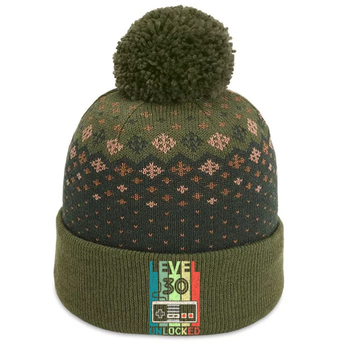 Video Gamer 30th Birthday Gifts Level 30 Unlocked The Baniff Cuffed Pom Beanie