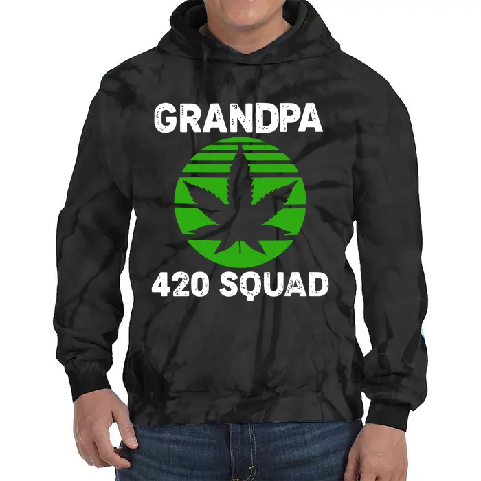 Vintage Grandpa 420 Squad Funny Happy Father's Day Weed Smoking Family Tie Dye Hoodie