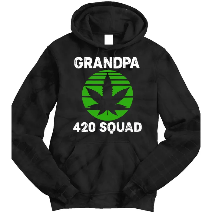 Vintage Grandpa 420 Squad Funny Happy Father's Day Weed Smoking Family Tie Dye Hoodie