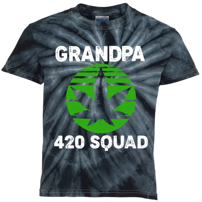 Vintage Grandpa 420 Squad Funny Happy Father's Day Weed Smoking Family Kids Tie-Dye T-Shirt