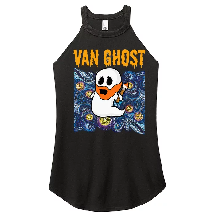 Van Ghost Art Teacher Halloween Van Gogh Starry Night Women’s Perfect Tri Rocker Tank