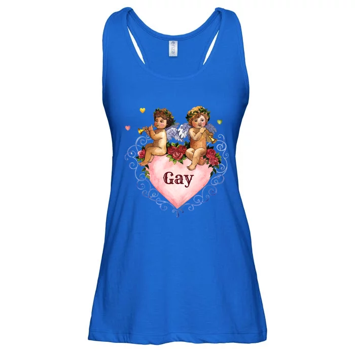 Valentine Gay Angel Cherub Heart Coming Out Pride Gift Ladies Essential Flowy Tank