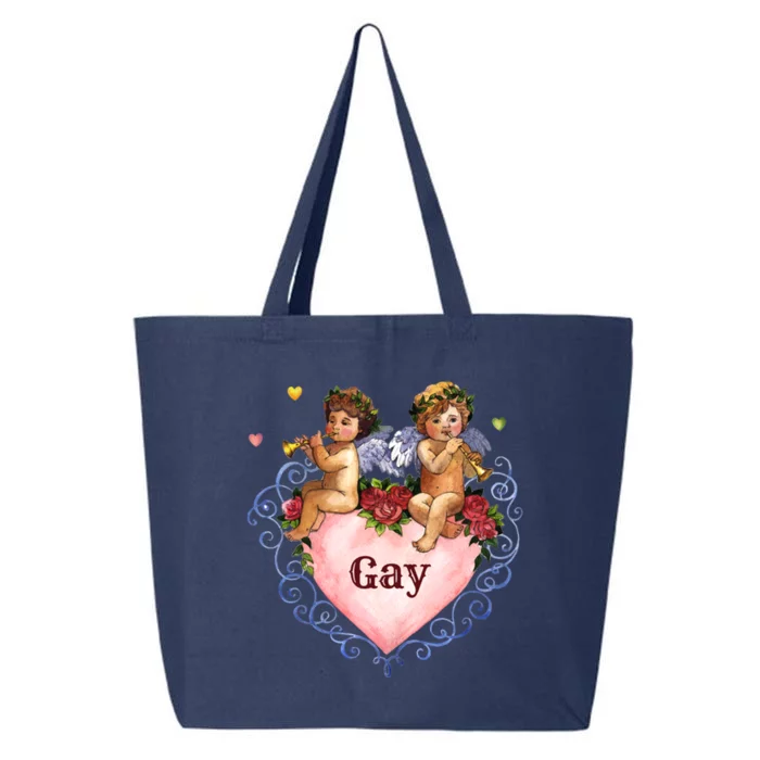 Valentine Gay Angel Cherub Heart Coming Out Pride Gift 25L Jumbo Tote