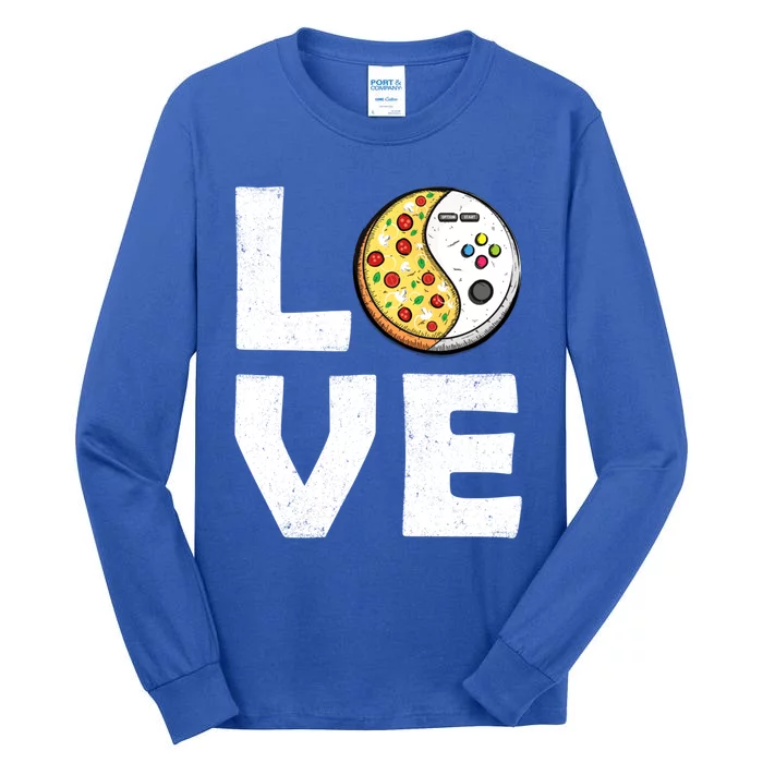 Video Game And Pizza Themed Love For Gamer Dad And Uncle Meaningful Gift Tall Long Sleeve T-Shirt